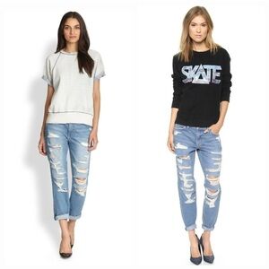 CURRENT ELLIOTT the-fling-tattered-destroy intermix boyfriend goop jeans 26“